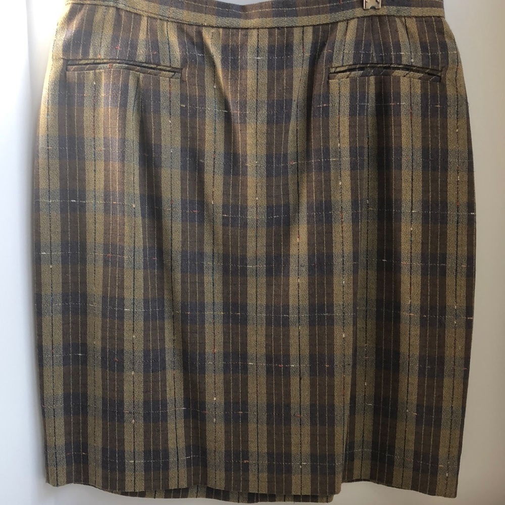 GANTOS plaid fully lined wool blend back zip skirt size 12